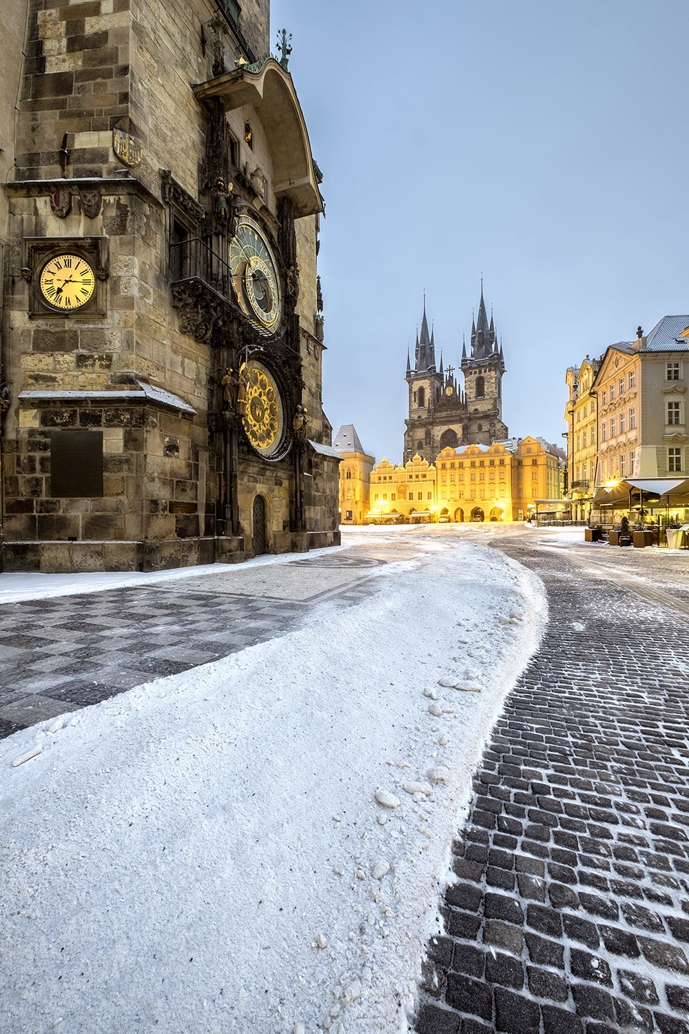 Tyn Church Prague Snow